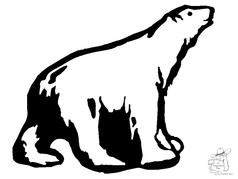 Weier Eisbr als Illustration, sitzend mit schwarzem Umriss.