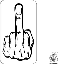 Mittelfinger-Illustration in Schwarz-Wei.