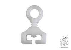 Weier Gardinenfeststeller aus Kunststoff fr T-Schienen mit Schraubgewinde.