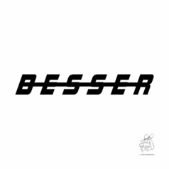 Schwarzer LKW-Aufkleber mit dem stilisierten Schriftzug "BESSER".