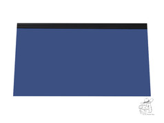 Blauer Schmutzfnger mit glatter Oberflche und schwarzer Oberkante.