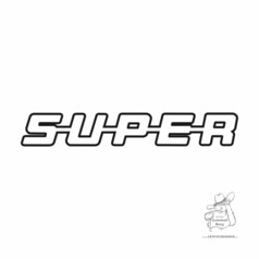 Schwarzer Kontur-Aufkleber mit dem Schriftzug SUPER.