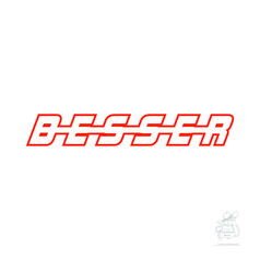 Roter Kontur-Aufkleber mit dem Schriftzug "BESSER" auf weiem Hintergrund.