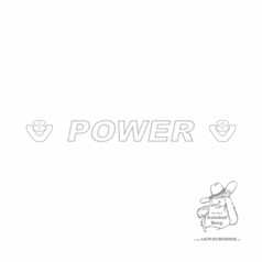 Milchig-transparenter Glas Dekor Aufkleber mit POWER Schriftzug und V8-Symbolen.