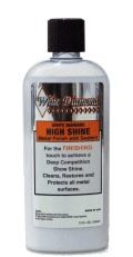 Weie Flasche White Diamond High Shine Hochglanz-Metallpolitur mit schwarzem Deckel.