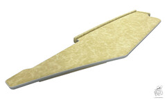 Langer, beiger LKW-Tisch aus weichem, strukturiertem Material mit erhhter Kante, passend fr Actros MP 4+5.