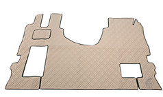 Einteiliges Bodenset fr LKW in Creme mit doppelt genhtem Waffelmuster und schwarzer Einfassung.