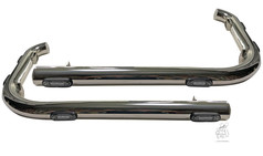 Ein Paar verchromte Eckrohre fr Scania LKW, mit mehreren integrierten LED-Leuchten.