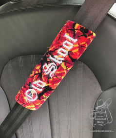 Plsch Gurtschoner in Rot-Orange-Schwarz mit weiem 
