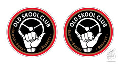 Rundes Aufkleber-Set, schwarz-rot, mit weier Hand am Lenkrad und Text 