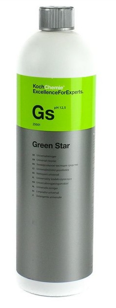 Koch Chemie Green Star GS Universalreiniger in wei-grn-grauer Flasche mit silbernem Deckel.