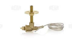 Zugventil aus Messing mit Gewindestange und Drahtseil.