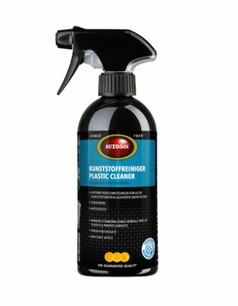 Schwarze Sprhflasche AUTOSOL Kunststoffreiniger mit blauem Etikett.