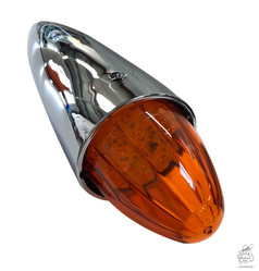 Verchromte Torpedo Toplampe fr LKW mit orangefarbener LED-Linse.