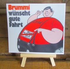 Scandi Aufkleber mit Cartoon-Mann in Rot und Schwarz. Text: 