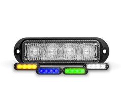 Trux Blitzer 4 LED Blitzlicht in Schwarz, zeigt seine vier Warnfarben: Bernstein, Blau, Grn, Wei.