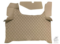 Beiger, gesteppter Kunstleder-Einbautunnel fr MAN TGX ab 2020 und ein passendes, flaches Element.