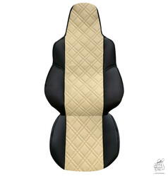 Sitzbezug Auenseiten schwarzes glattes Kunstleder mit doppelt gewaffeltem Mittelteil in creme