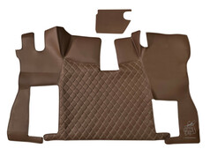 Braunes Bodenset aus Kunstleder mit Steppdesign fr Scania NG S LKW.