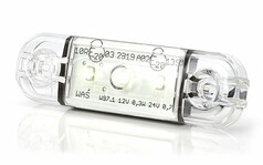 Transparente, superdnne Position Leuchte SLIM 3LED mit leuchtenden weien LEDs.