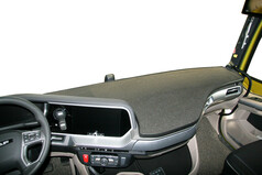 Groer, dunkelgrauer Tisch mit feiner Struktur, passend fr das Armaturenbrett eines DAF LKW ab 2022.
