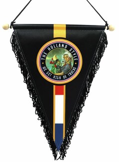 Schwarzer Wimpel mit Fransen, Holland-Flagge und Emblem "Holland Style / High on Truck".