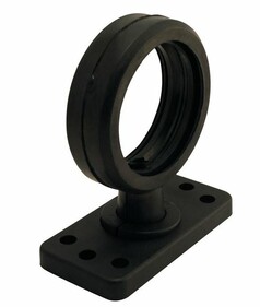 Schwarzer Gylle Gummiarm mit runder Aufnahme und flacher Basis mit Befestigungslchern.