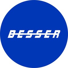 Blaues rundes Bild mit dem weien Schriftzug 