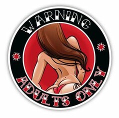 Runder TJ Aufkleber mit schwarzem Rand, rotem Hintergrund, der Aufschrift 