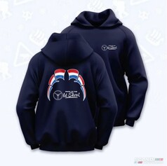 Dunkelblauer Scandi Hoodie mit OldSkool Flaggen-Druck auf dem Rcken und OldSkool Logo auf der Brust.