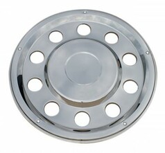 Glnzende, flache Radzierblende aus Chrom fr LKW-Hinterachsen.