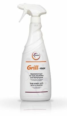 Weie Wimex Grill-Mex Sprhflasche mit Aufschrift "Spezialreiniger fr Grill, Backfen und Dampfgarer".