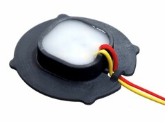 Marker Light LED-Strahler in Schwarz mit milchiger Leuchtflche und roten, gelben Anschlusskabeln fr DUAL-Farben.