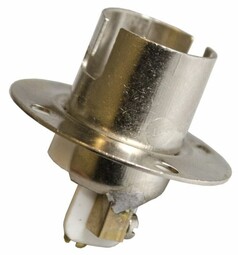 Silberne Lampenfassung mit Schraubbefestigung fr BA15S Glhlampen.