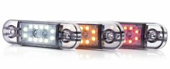 Position Leuchten DARK 12LED mit klarem Gehuse und LEDs in Wei, Orange und Rot.
