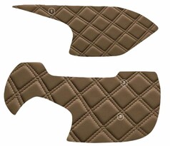 Zweiteilige Armaturabdeckung aus braunem Waffel-Kunstleder mit Rautensteppung fr DAF XG/XG+.