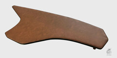 Brauner Kunstleder-Tisch fr DAF XG/XG+ LKW, mit geschwungener Form und dunklem Rand.