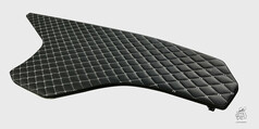 Schwarzer Kunstleder-Tisch fr DAF XG/XG+ mit weier Rautensteppung.