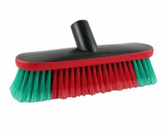 Groe Vikan LKW Waschbrste mit schwarzem Gehuse, rotem Gummirand und weichen roten und grnen Borsten.