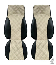 Sitzbezug Auenseiten schwarzes glattes Kunstleder mit doppelt gewaffeltem Mittelteil in creme