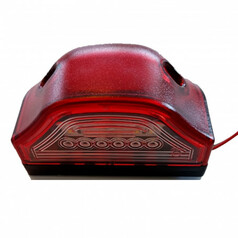 Rote Kennzeichenleuchte aus Kunststoff mit transparentem Bereich fr weie LEDs und schwarzer Basis.