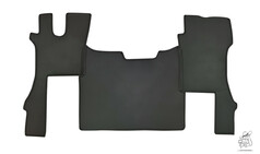 Dreiteiliges Bodenset aus schwarzem Kunstleder fr Scania NG S LKW, mit passgenauen Fumatten und Tunnelmatte.