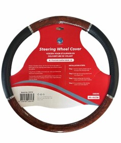 DTS Lenkradschoner in Walnuss-Holzoptik und Schwarz, Gre 44-46cm.