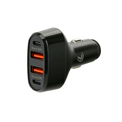 Schwarzes 4PRO USB-Schnellladegert mit zwei USB-A und zwei USB-C Anschlssen fr den LKW.