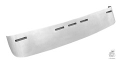 Unlackierte Aluminium-Sonnenblende fr Scania New Generation LKW mit Ausschnitten fr Begrenzungsleuchten.