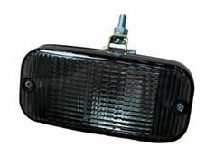 Tagfahrlicht Schwedenleuchte Talmu in Smoke, rechteckig mit geripptem Glas und Montagebgel.