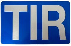 Hellblaues Aluminiumschild mit 3D-geprgtem, silbernem Schriftzug 