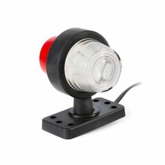 Pendelleuchte "Retro Style" rot/wei mit schwarzem Gehuse, roter Kappe und klarer, geriffelter Linse auf Montagefu.