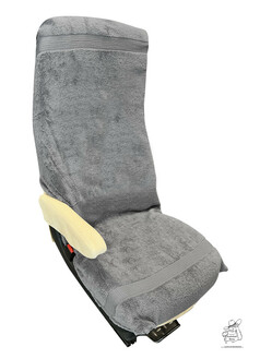 Graues berwurf Handtuch fr LKW-Sitz mit breiter Kopfsttze.