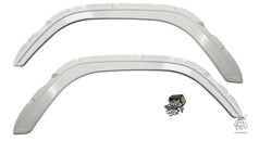 Ein Paar weie Felips Kotflgelverkleinerungen aus ABS-Kunststoff, mit Schrauben und Montagewinkeln.